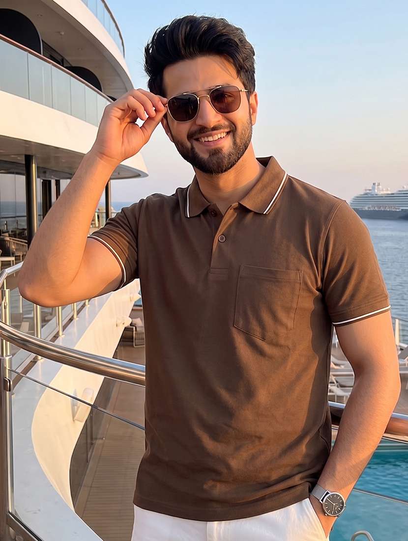 men solid short sleeve regular fit polo t-shirt