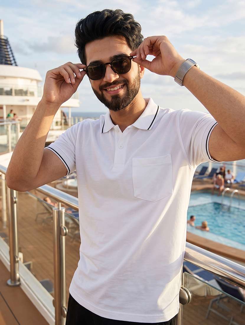 men solid short sleeve regular fit polo t-shirt