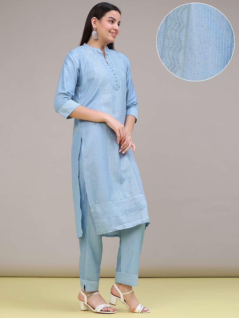 Women Embroidered Three Quarter Sleeves Kurta Pant With Dupatta Set - 22539376 -  Standard Image - 2