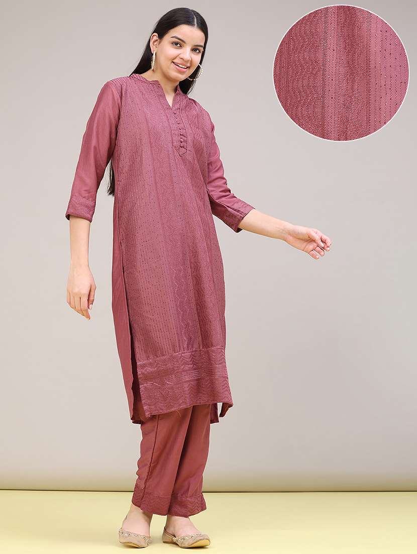 Women Embroidered Three Quarter Sleeves Kurta Pant With Dupatta Set - 22539377 -  Standard Image - 2