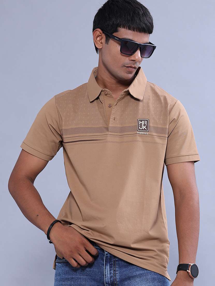 men printed short sleeve regular fit polo t-shirt