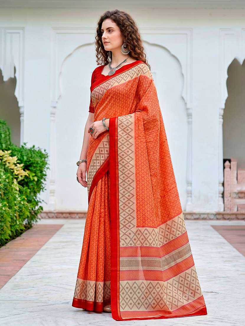 women printed casual wear saree with blouse - 22539944 -  Standard Image - 2