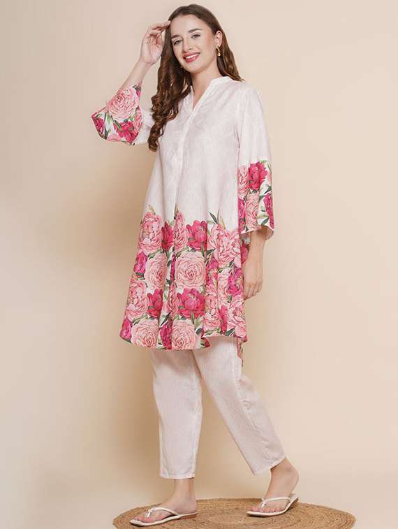 women floral three quarter sleeve ethnic co-ord set - 22540015 -  Standard Image - 2