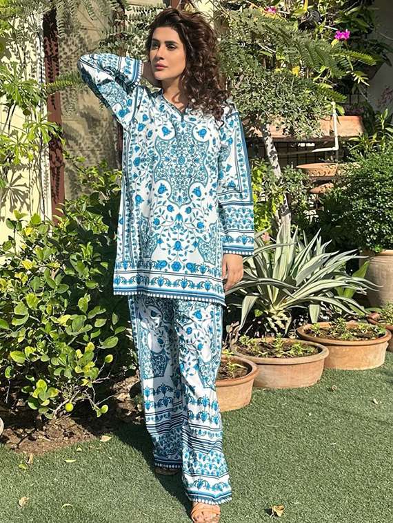 women printed long sleeve ethnic co-ord set