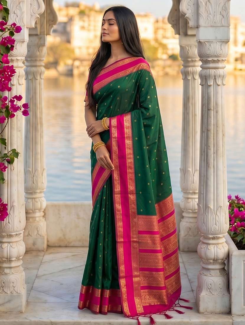 women self design bordered saree with blouse - 22540120 -  Standard Image - 2