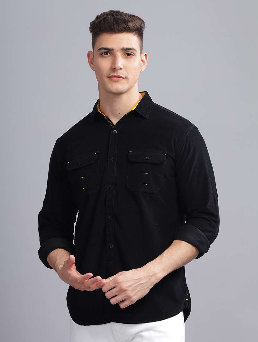 men solid long sleeve regular fit casual shirt