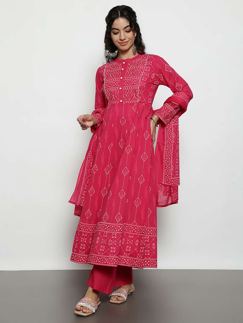 Women Printed Long Sleeves Kurta And Palazzo Set With Dupatta - 22540241 -  Standard Image - 2