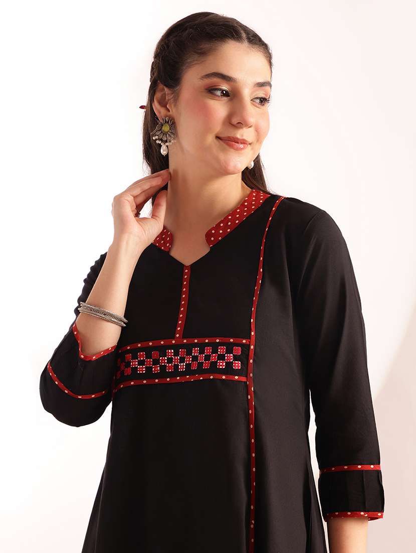 women printed three quarter sleeves a-line kurta - 22540247 -  Standard Image - 2
