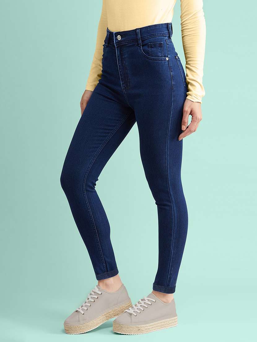women solid high rise skinny fit jeans - 22540404 -  Standard Image - 2