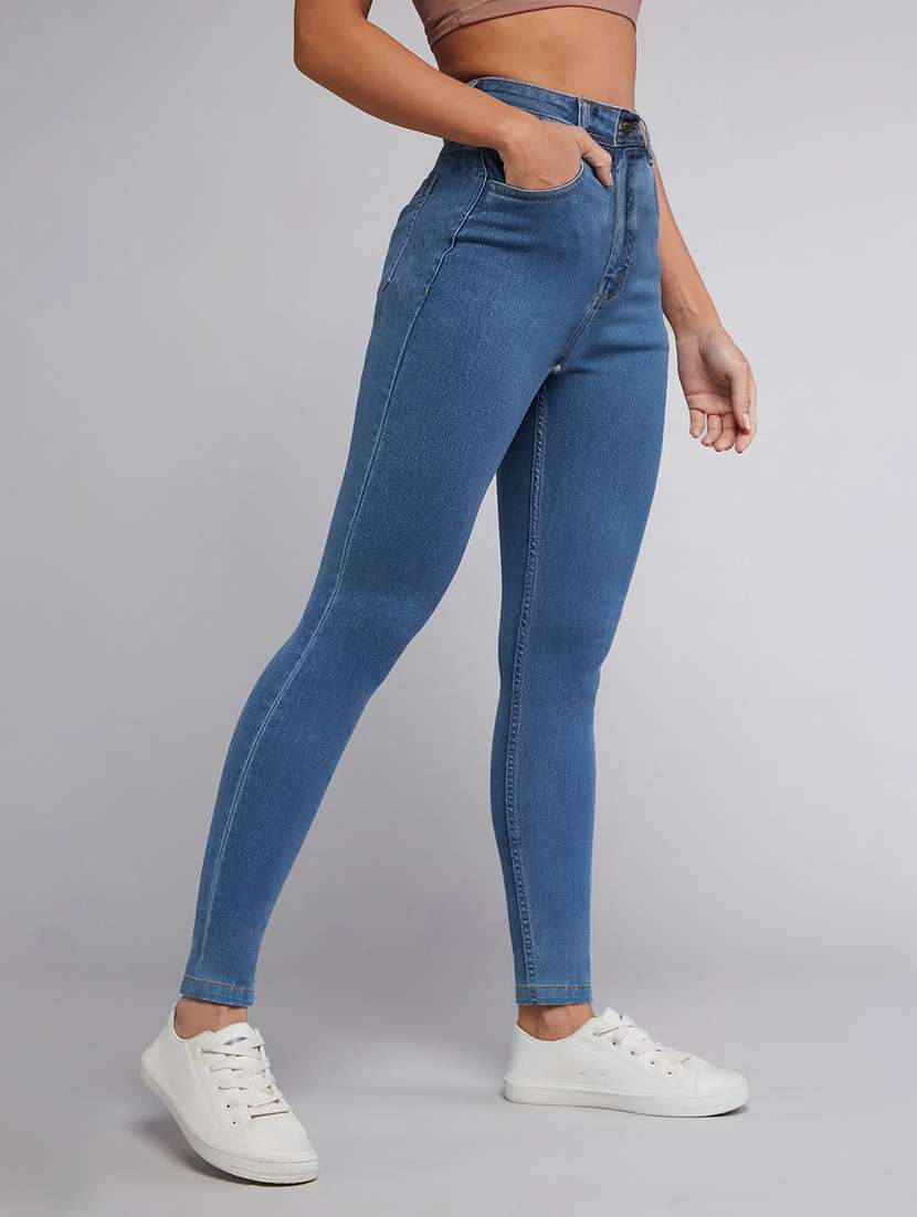women solid high rise skinny fit jeans - 22540427 -  Standard Image - 2