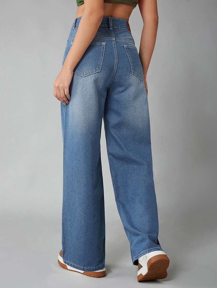 women washed high rise wide leg jeans - 22540442 -  Standard Image - 2