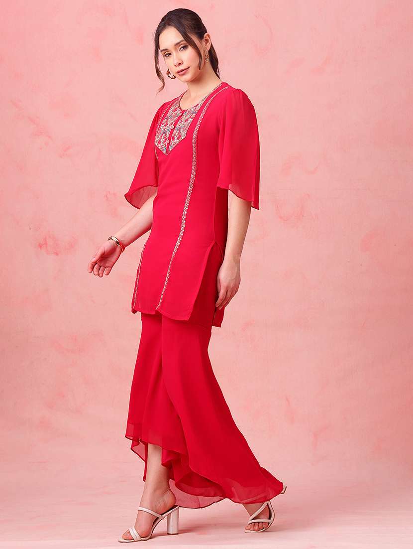 Women Embroidered Three Quarter Sleeves Kurta Sharara Set - 22540459 -  Standard Image - 2