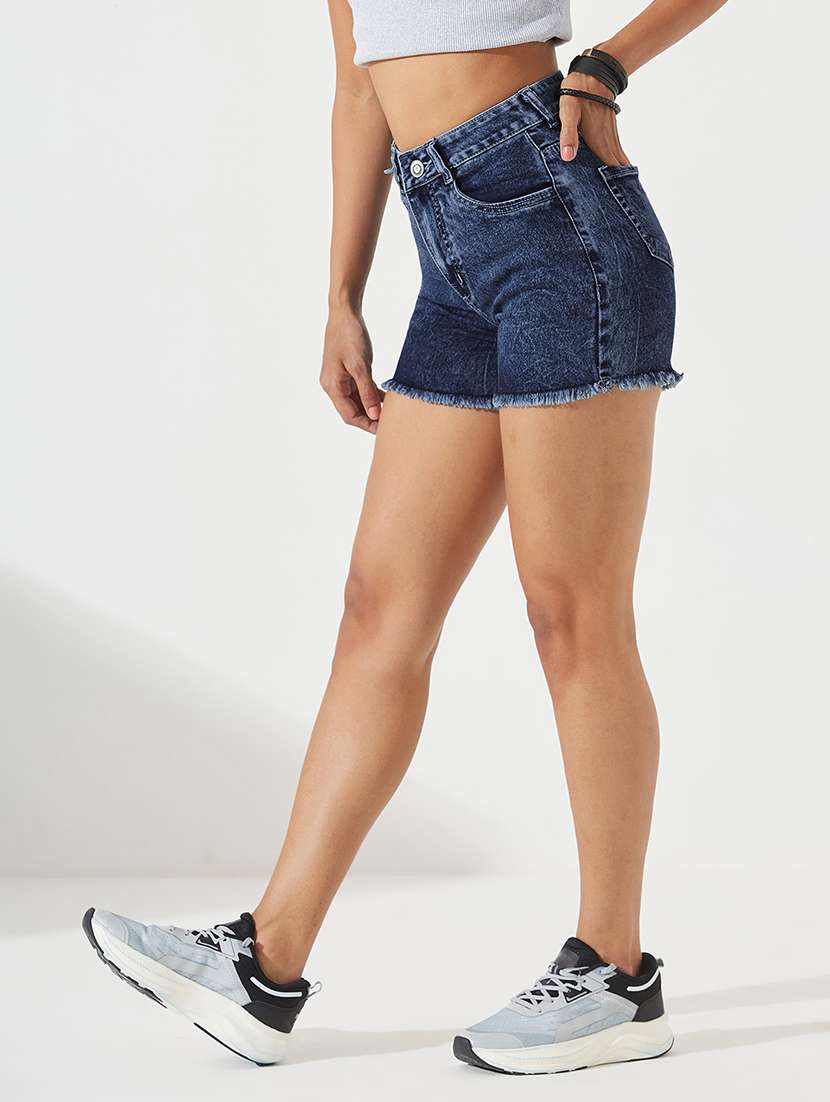 women washed high rise denim shorts - 22540476 -  Standard Image - 2