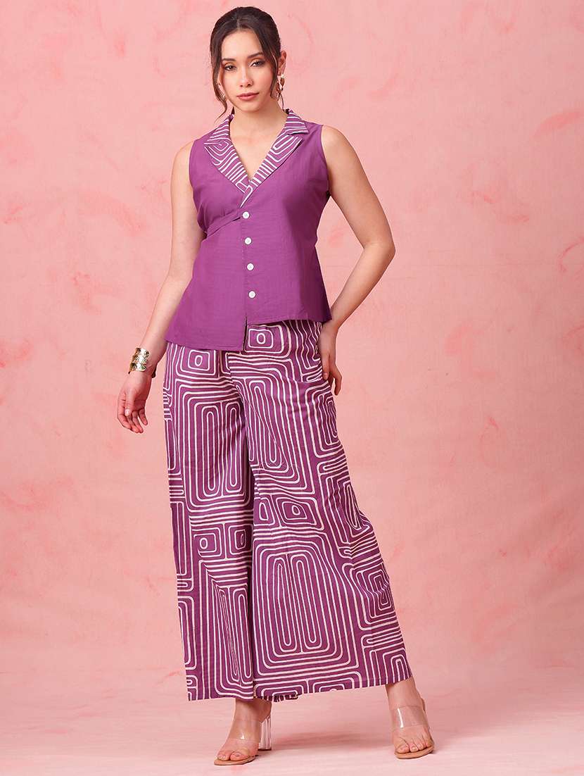 women printed sleeveless ethnic co-ord set - 22540487 -  Standard Image - 2