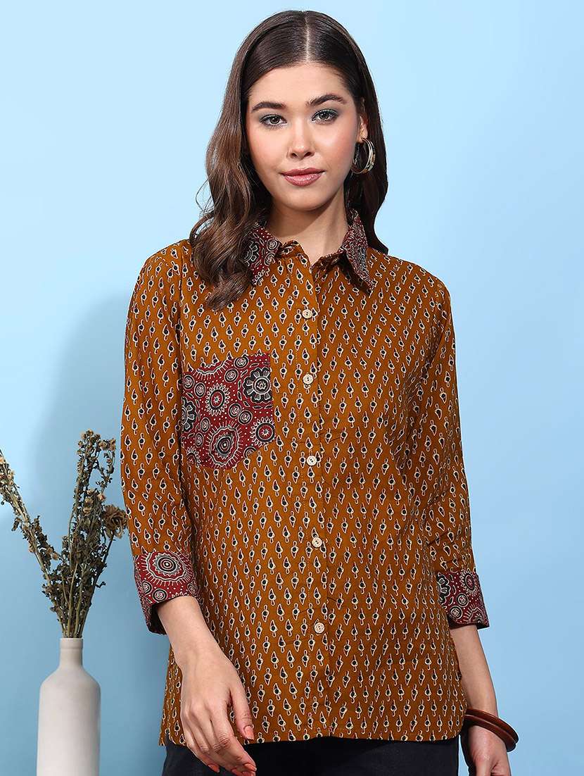 Women Printed Three Quarter Sleeves Regular Shirt - 22540540 -  Standard Image - 2