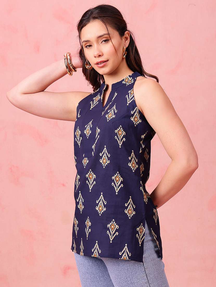 women printed sleeveless straight kurti - 22540549 -  Standard Image - 2