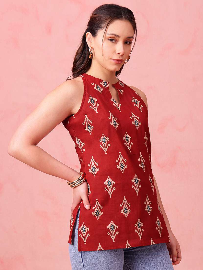 women printed sleeveless straight kurti - 22540550 -  Standard Image - 2