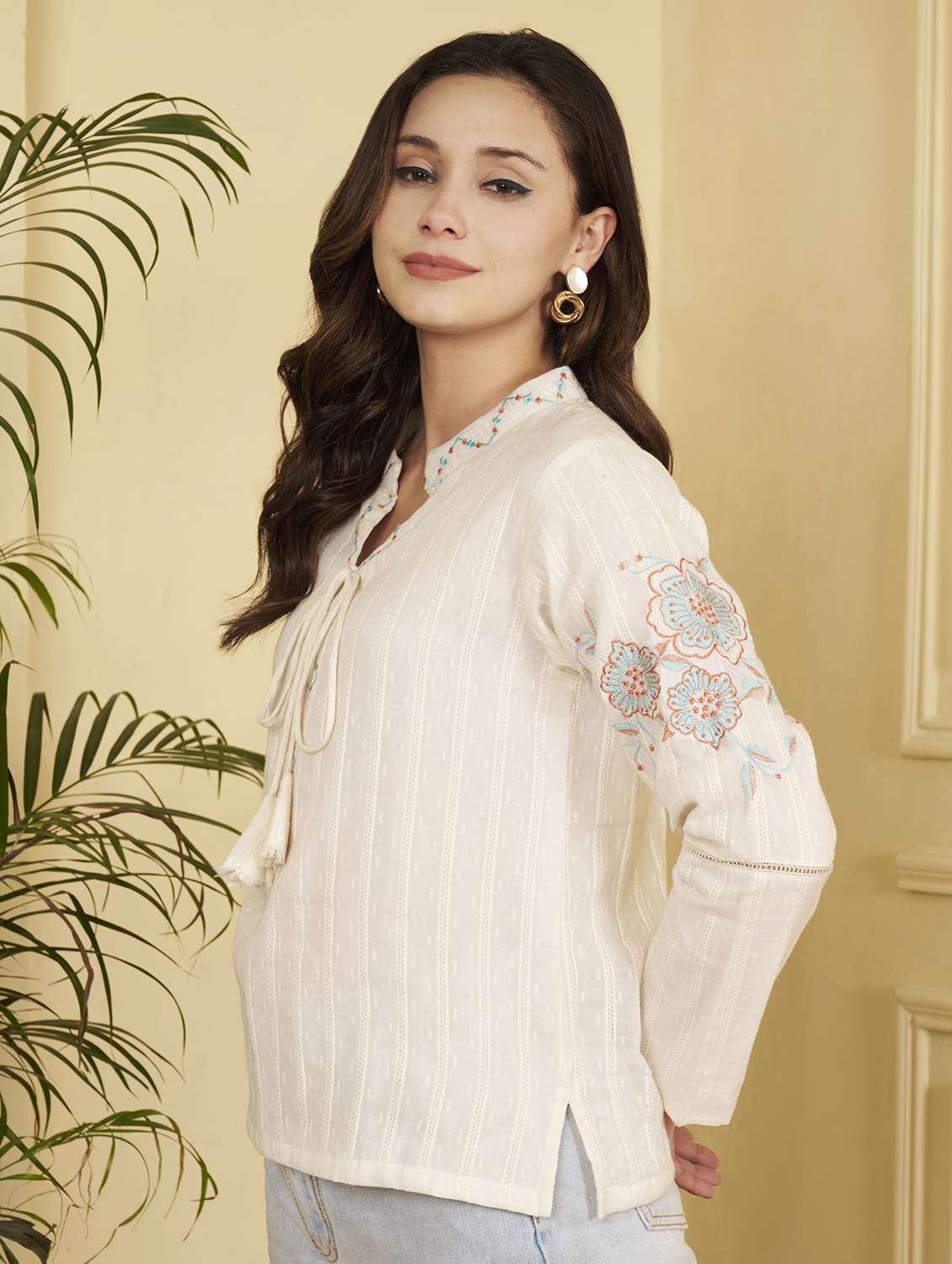 Women Self Design Long Sleeves Regular Top - 22540554 -  Standard Image - 2