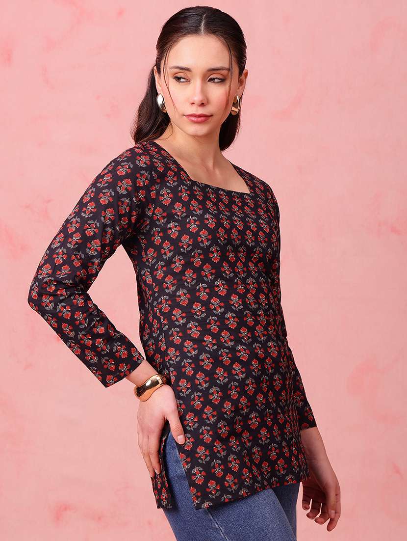 women printed long sleeves straight kurti - 22540565 -  Standard Image - 2