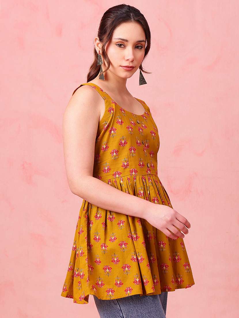 women printed sleeveless peplum tunic - 22540567 -  Standard Image - 2