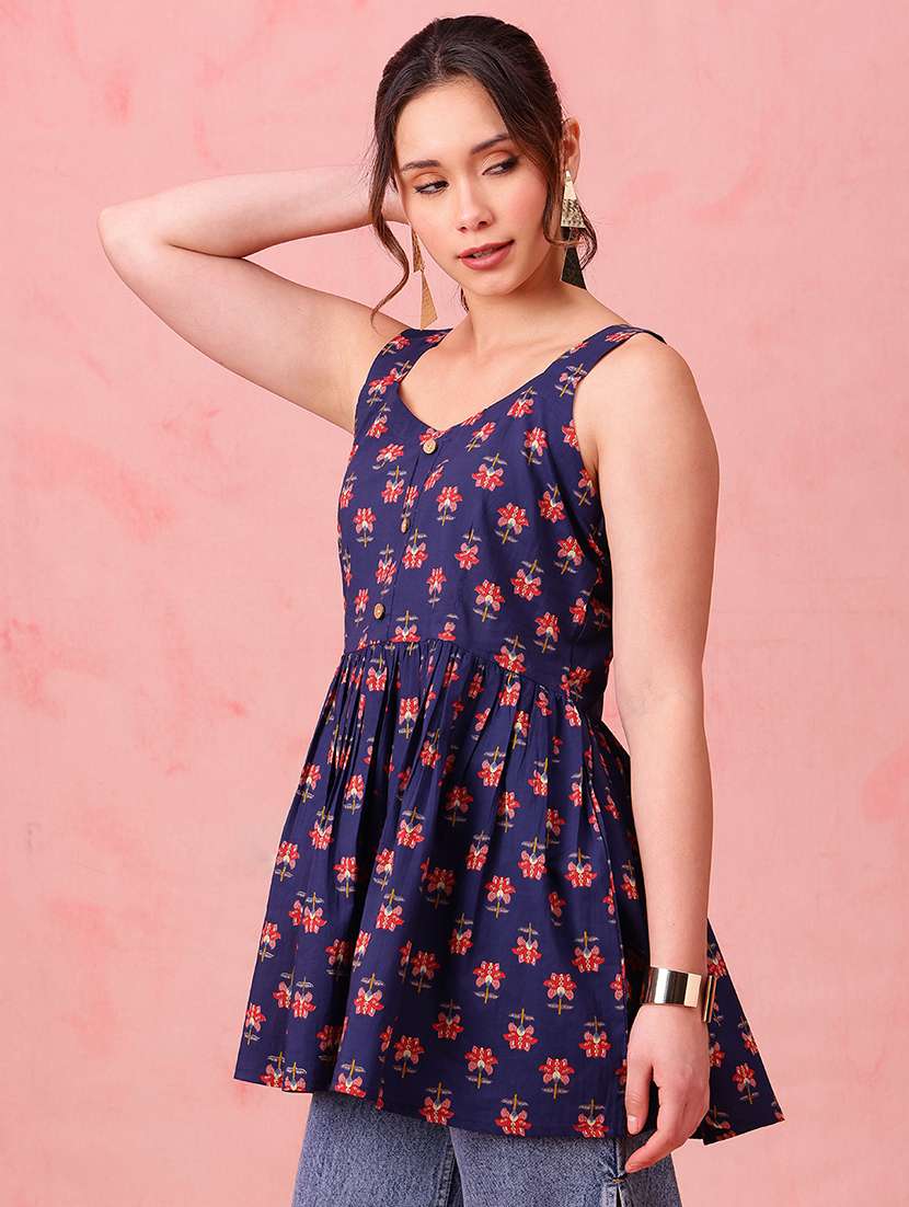 women printed sleeveless peplum tunic - 22540578 -  Standard Image - 2