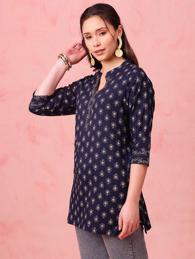 women printed three quarter sleeves straight kurti - 22540580 -  Standard Image - 2