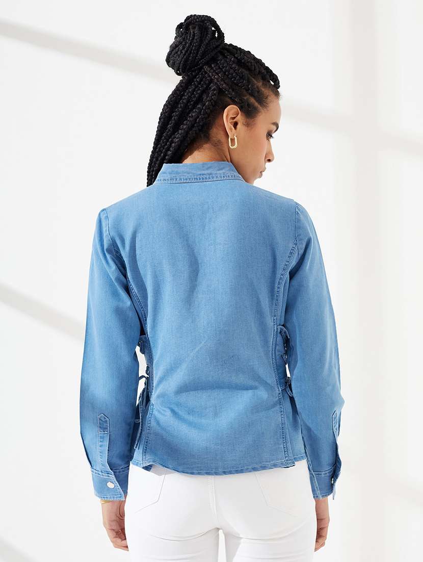Women Solid Collared Slim Fit Shirt - 22540614 -  Standard Image - 2