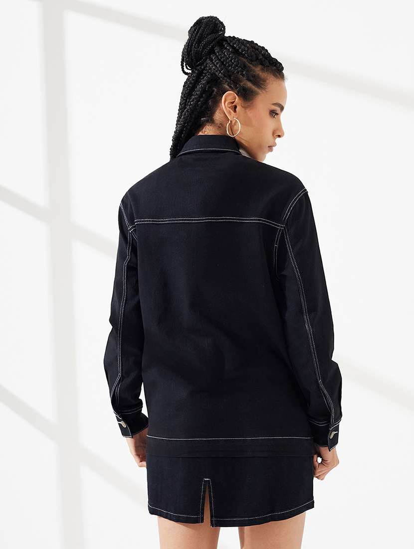 women solid long sleeves regular jacket - 22540617 -  Standard Image - 2