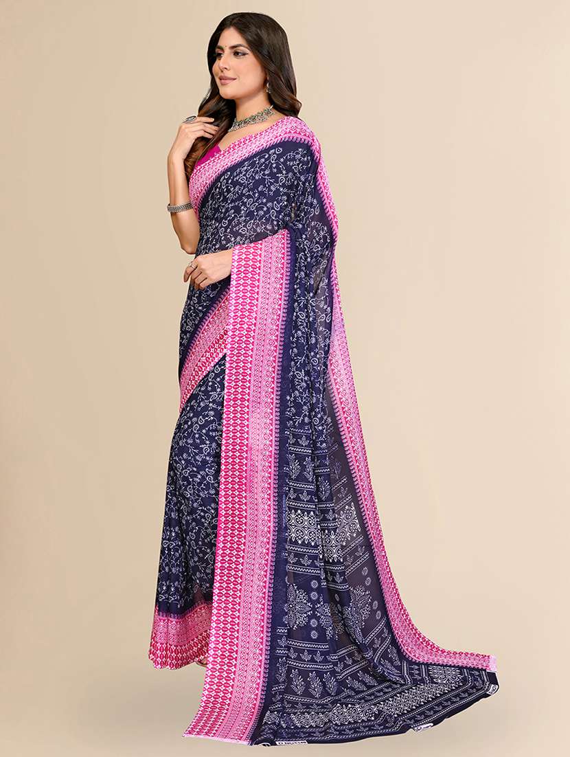 Women Printed Casual Wear Saree With Blouse - 22540658 -  Standard Image - 2
