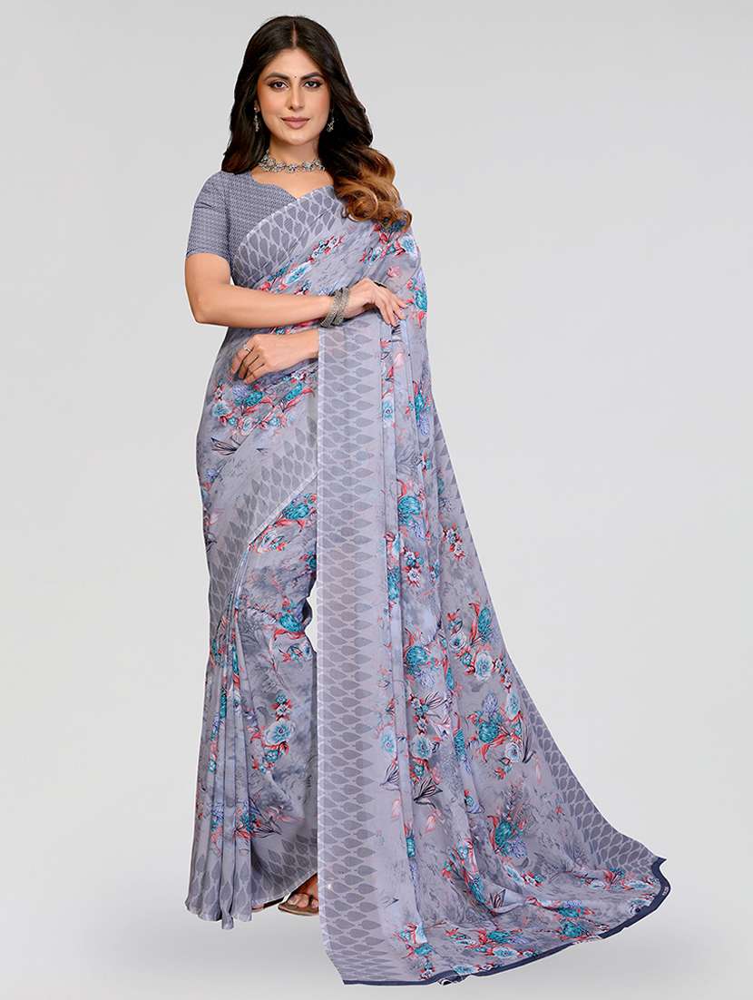 women printed casual wear saree with blouse