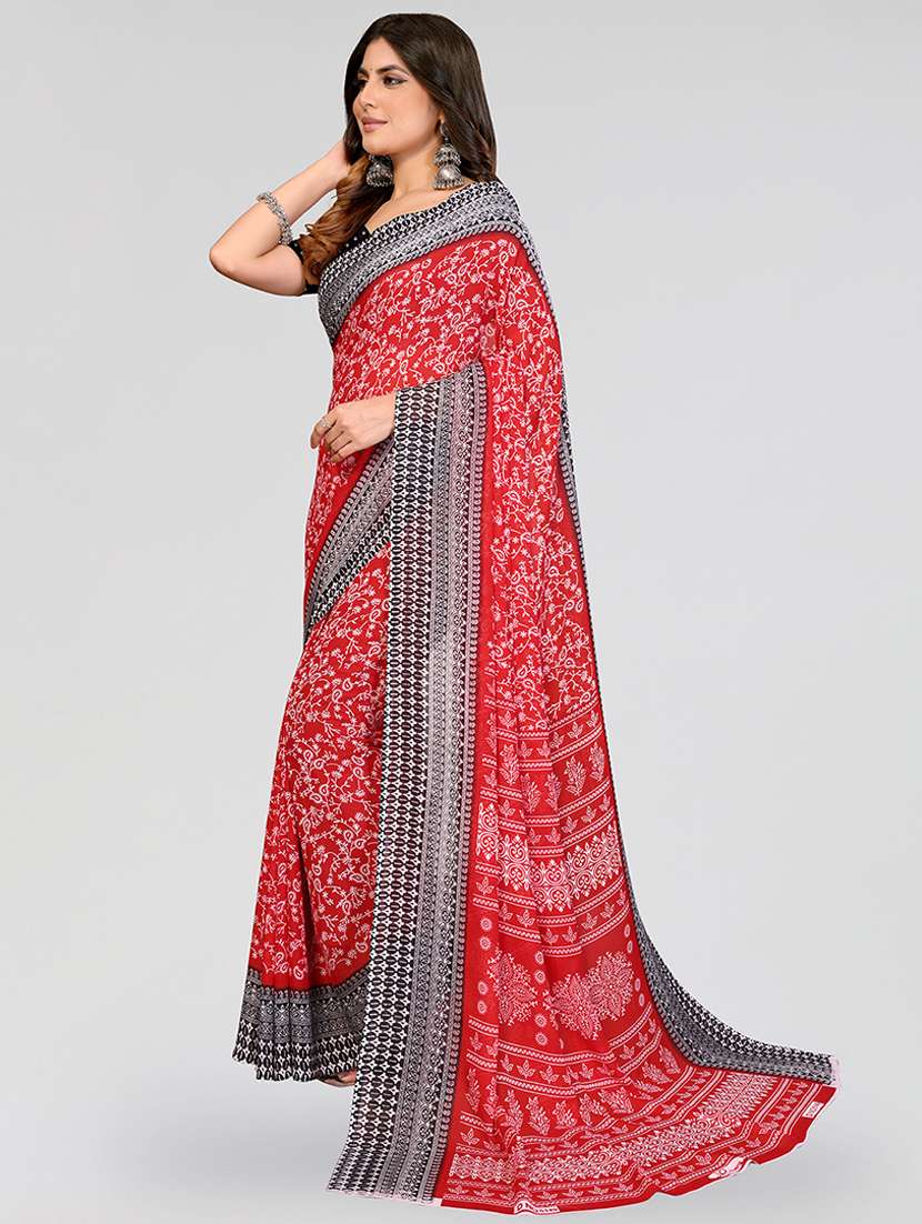 Women Printed Casual Wear Saree With Blouse - 22540710 -  Standard Image - 2