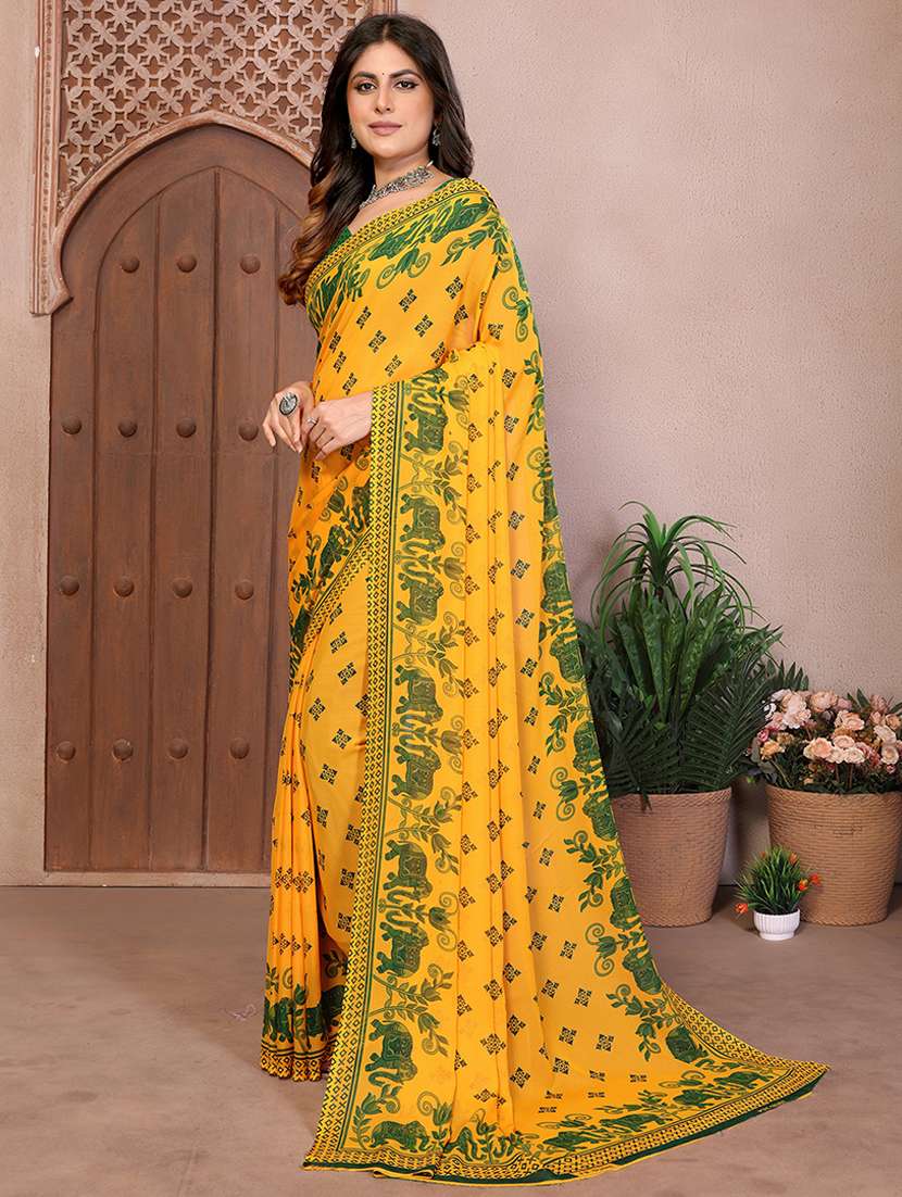 Women Printed Casual Wear Saree With Blouse - 22540733 -  Standard Image - 2