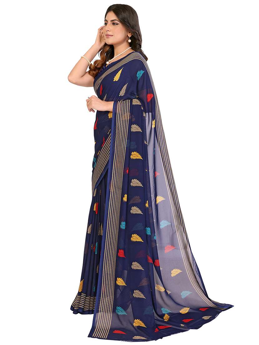 Women Printed Casual Wear Saree With Blouse - 22540789 -  Standard Image - 2