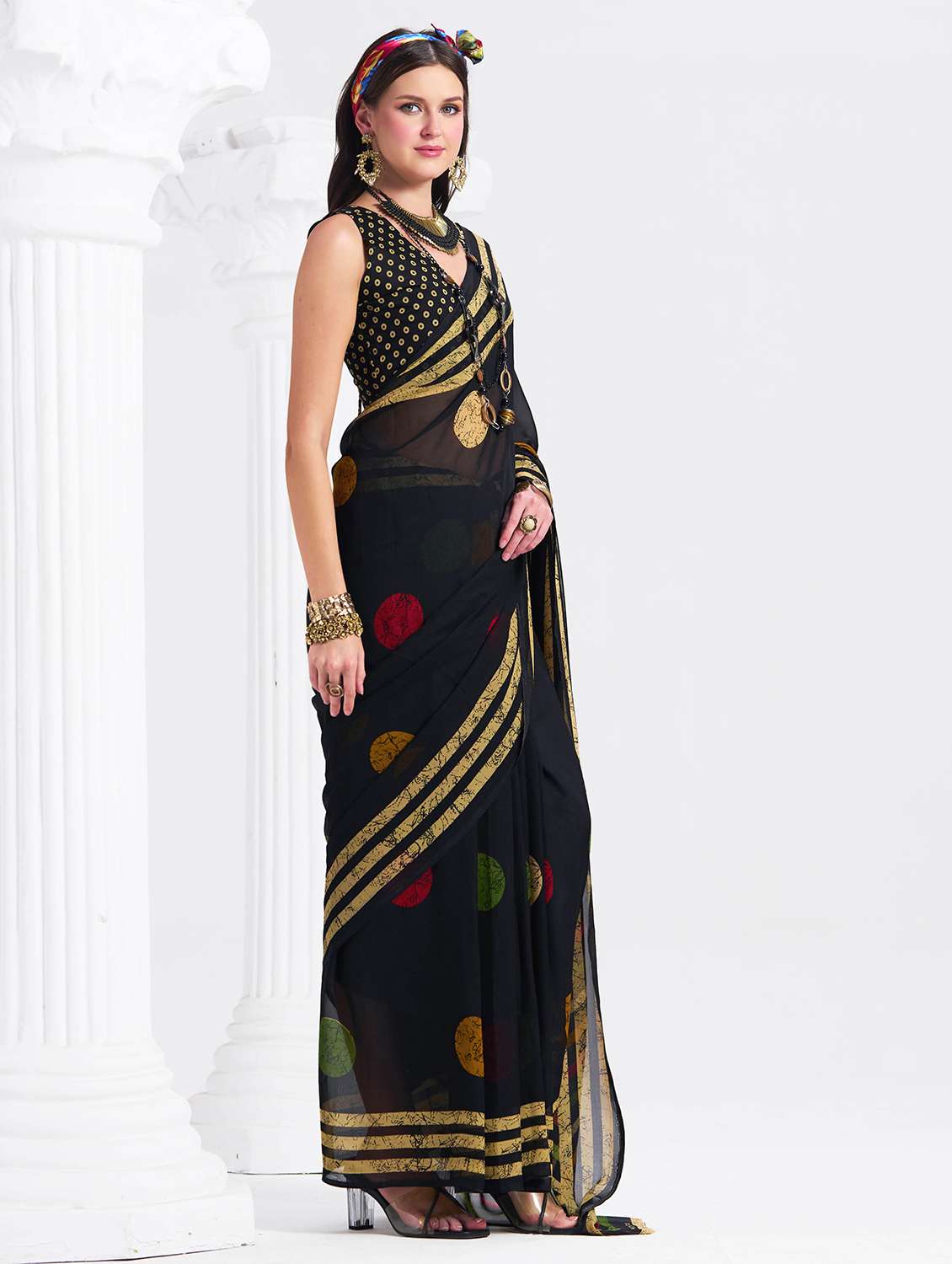 women printed casual wear saree with blouse - 22540840 -  Standard Image - 2