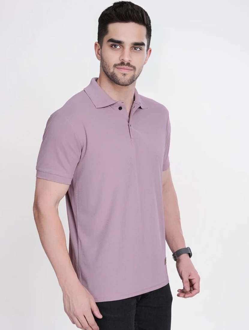 men solid short sleeve slim fit polo t-shirt