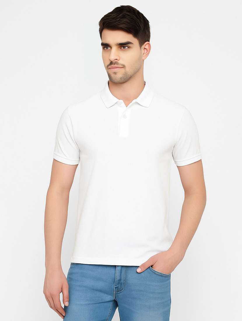 men solid short sleeve slim fit polo t-shirt
