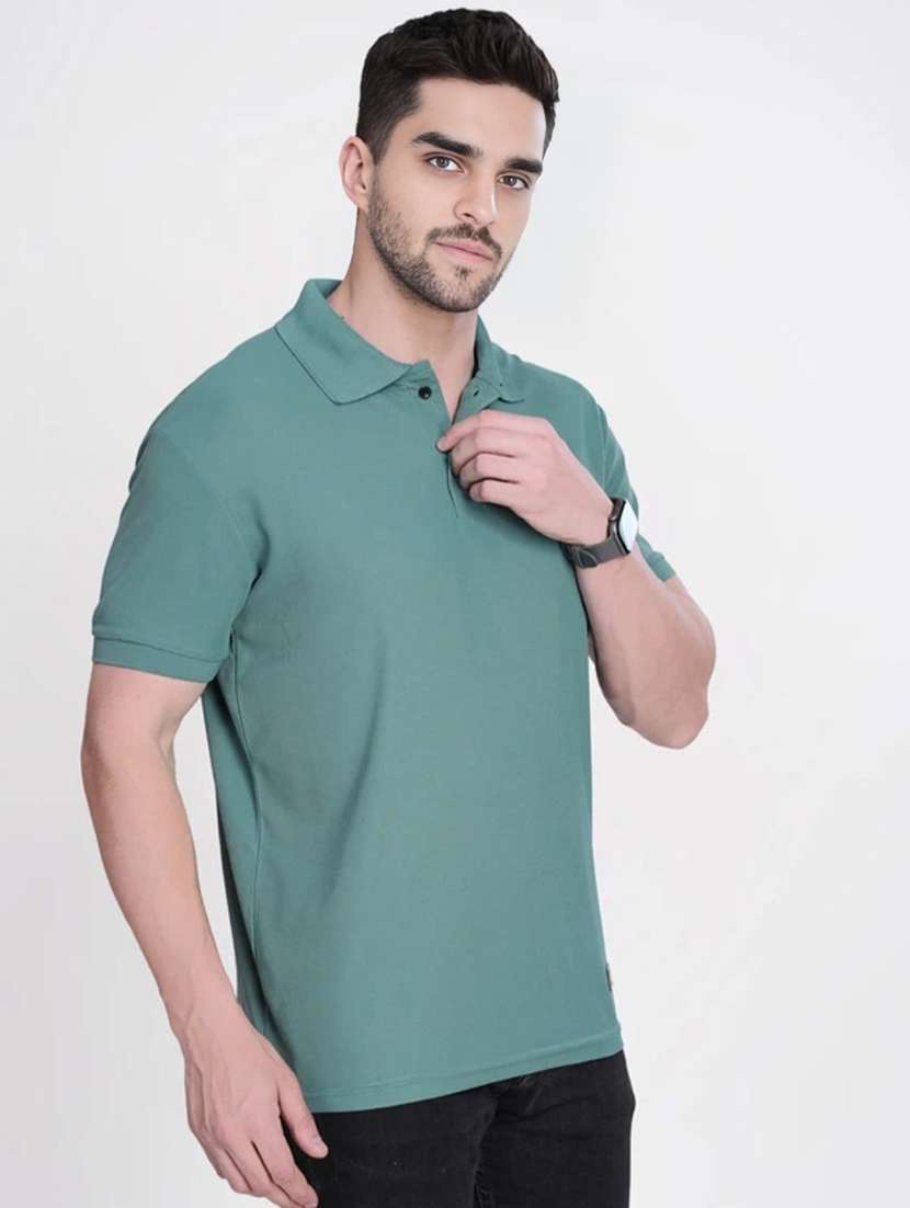 men solid short sleeve slim fit polo t-shirt