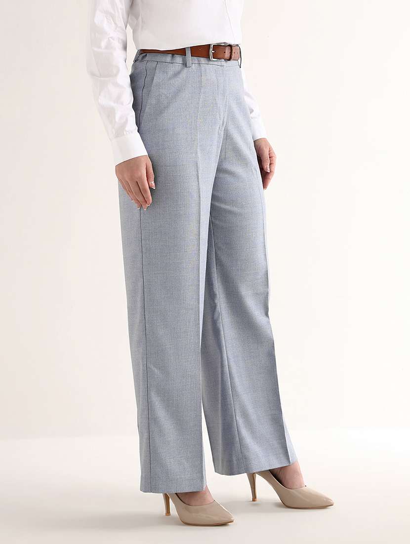 women self design mid rise wide leg trouser - 22540970 -  Standard Image - 2