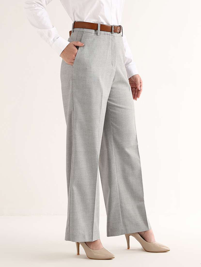 women self design mid rise wide leg trouser - 22540971 -  Standard Image - 2