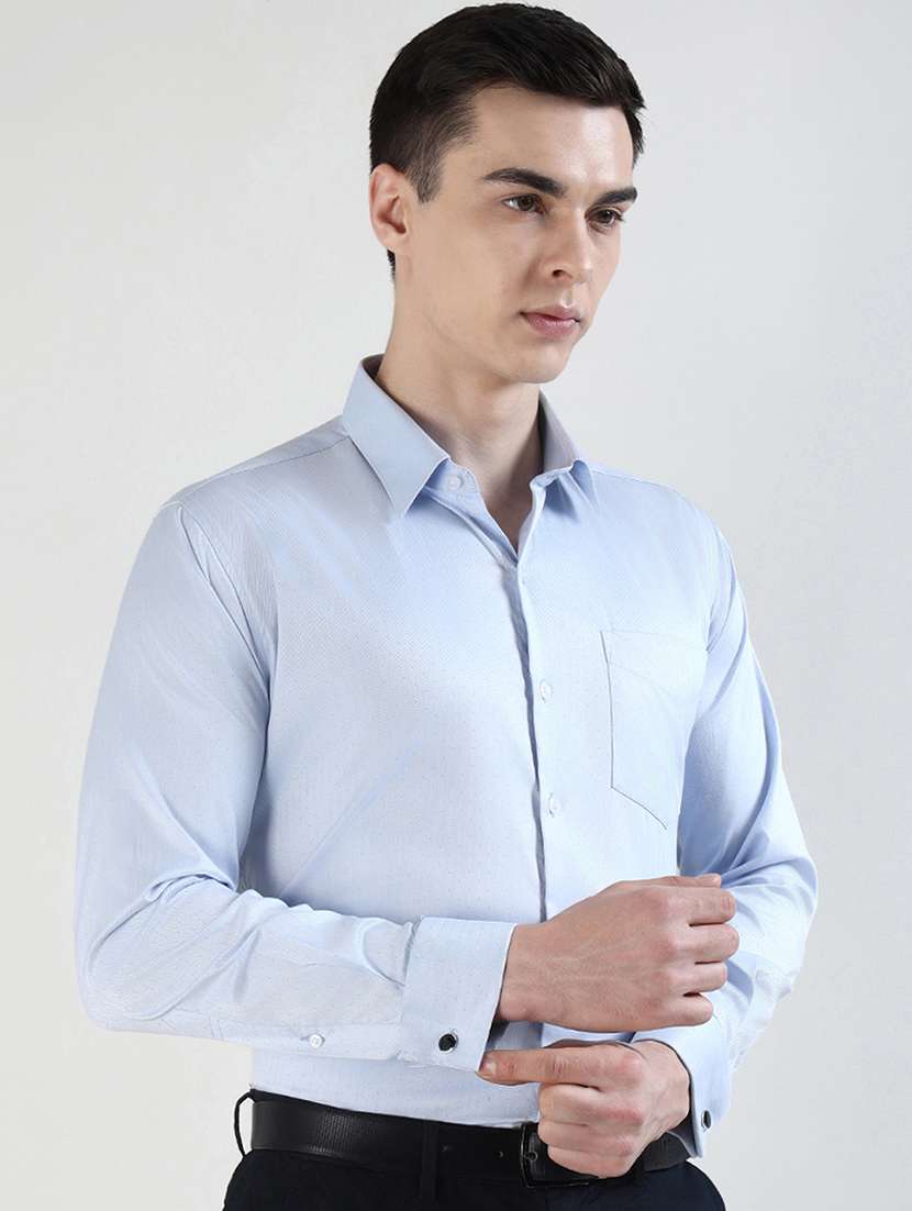 Men Self Design Long Sleeve Slim Fit Formal Shirt - 22540999 -  Standard Image - 2