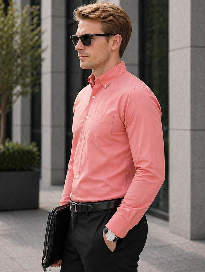 men solid long sleeve slim fit formal shirt - 22541004 -  Standard Image - 2