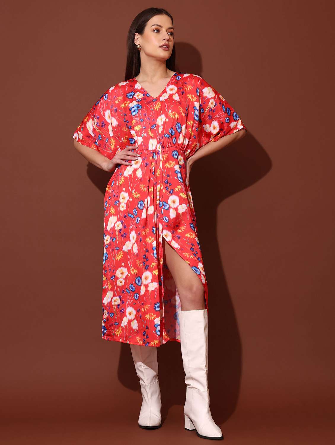 women printed v neck sheath dress - 22541039 -  Standard Image - 2