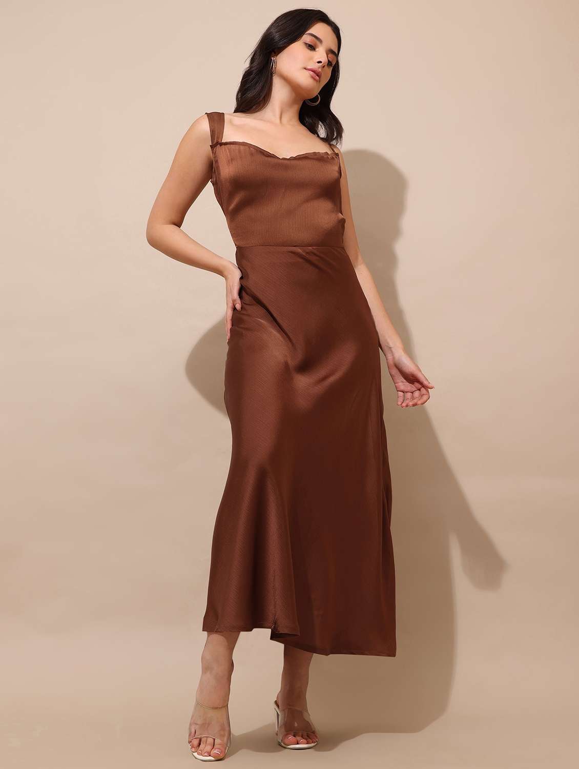 women solid shoulder strap a-line dress - 22541068 -  Standard Image - 2