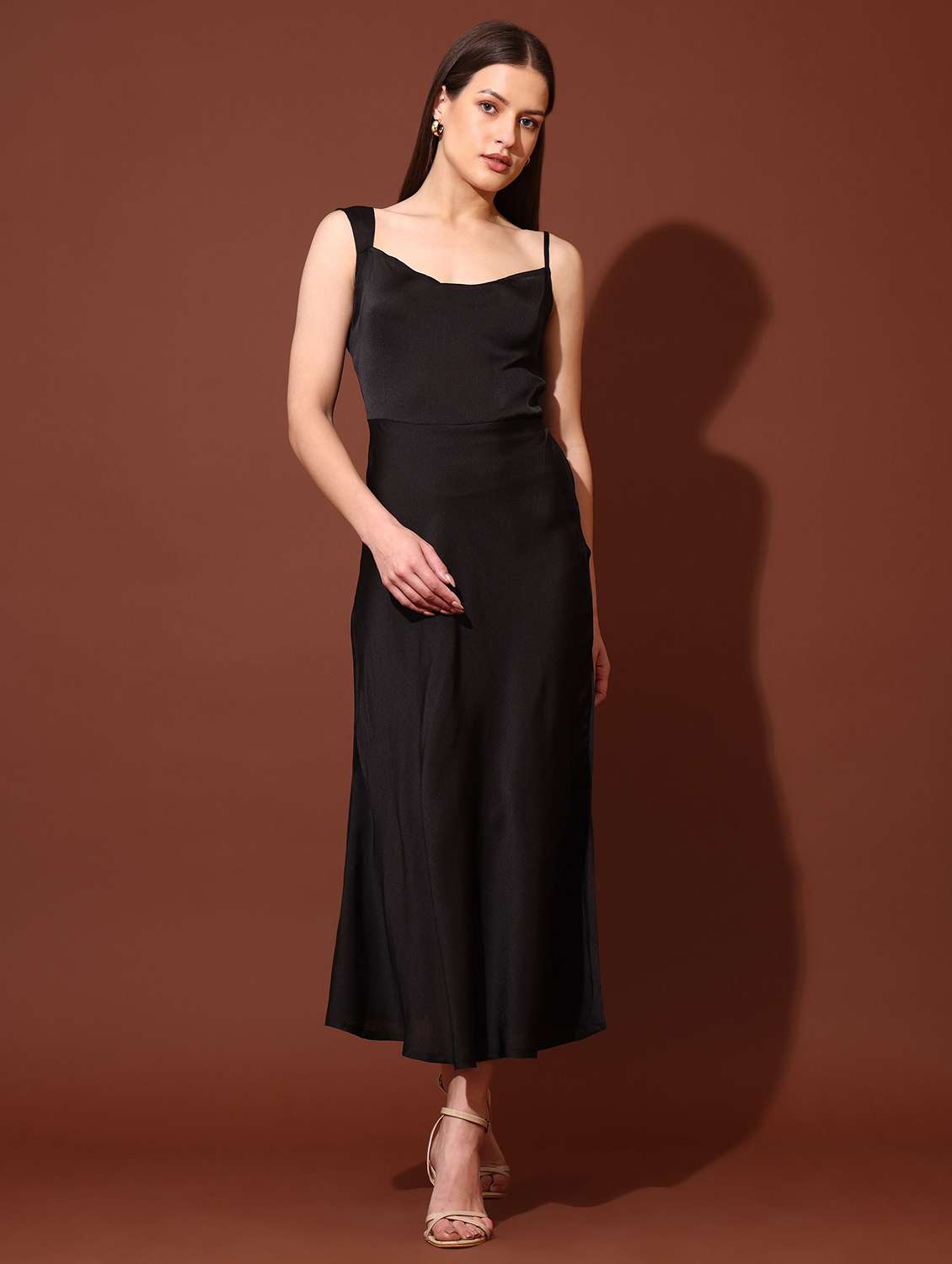 women solid shoulder strap a-line dress - 22541069 -  Standard Image - 2