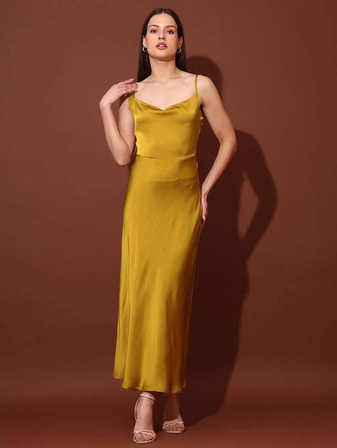 women solid shoulder strap a-line dress - 22541071 -  Standard Image - 2