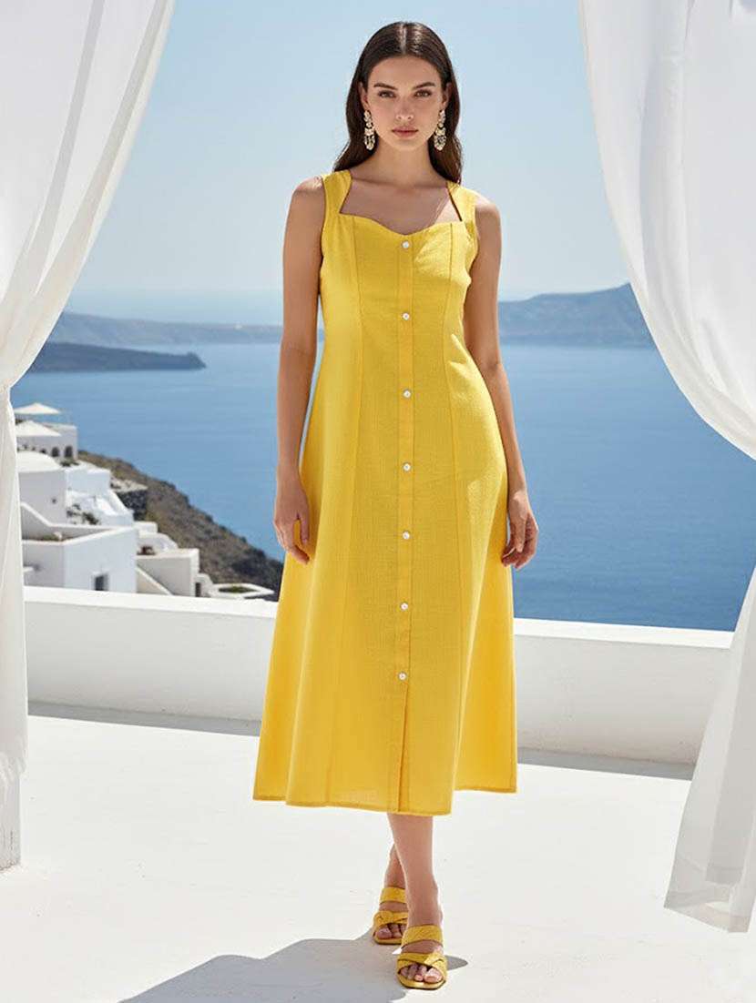 women solid sleeveless a-line dress - 22541196 -  Standard Image - 2