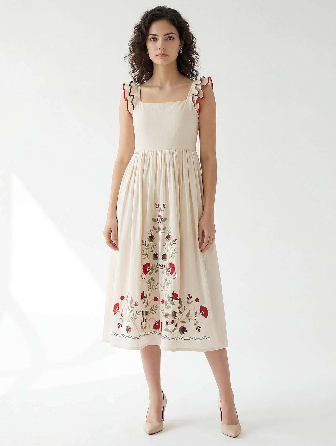 women printed sleeveless fit and flare dress - 22541203 -  Standard Image - 2