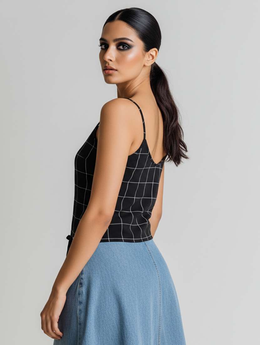 Women Printed Shoulder Strap Crop Top - 22541213 -  Standard Image - 2