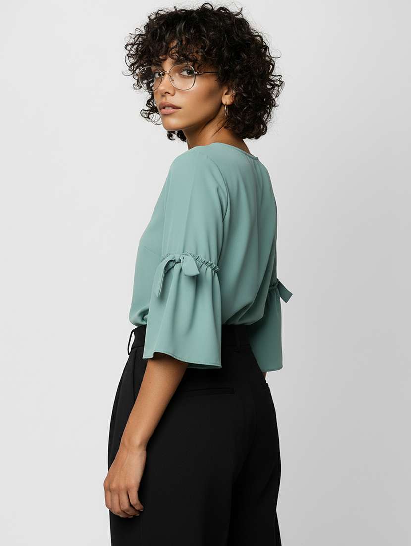 women solid round neck regular top - 22541216 -  Standard Image - 2