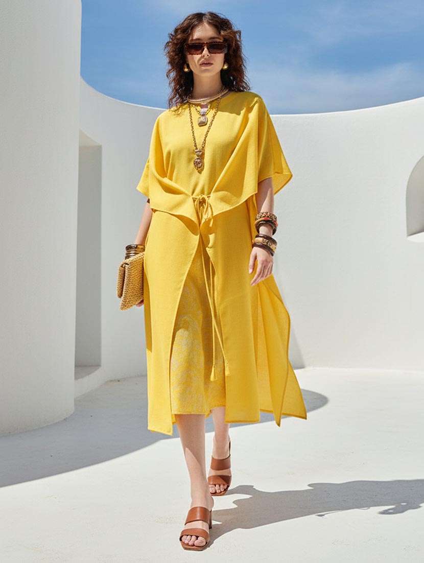 women solid kimono sleeve kaftan dress - 22541281 -  Standard Image - 2